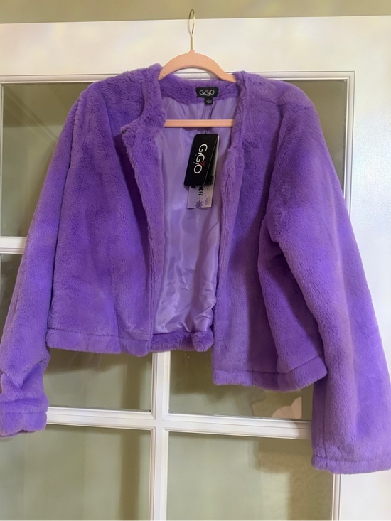 Gigio Jackets & Blazers - GIGIO Plush Lavender Cropped Faux Fur Jacket
